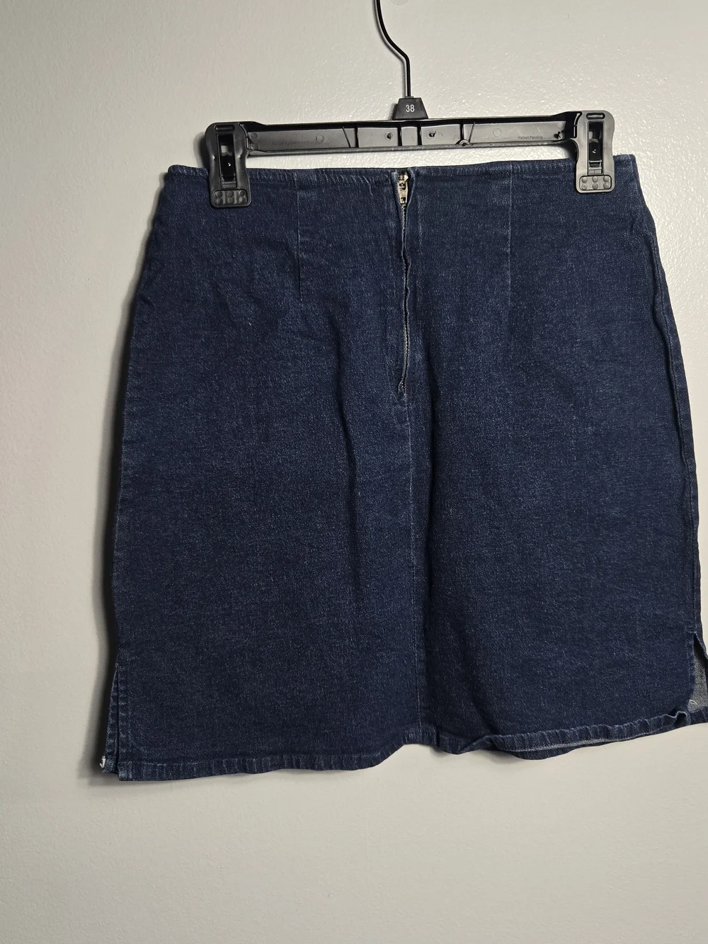Vintage Route 66 Dark Wash Embroidered Floral Denim Mini Skirt Stretch Fit 7/8